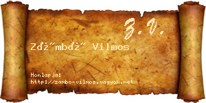 Zámbó Vilmos névjegykártya